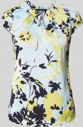 Comma Slim Fit Blusenshirt mit Schl&uuml;sselloch-Ausschnitt in Gruen, Gr&ouml;&szlig;e 40