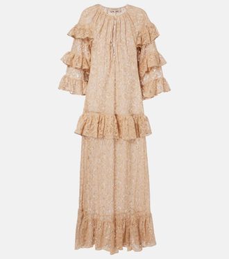 Adriana Degreas Ruffled lace maxi dress