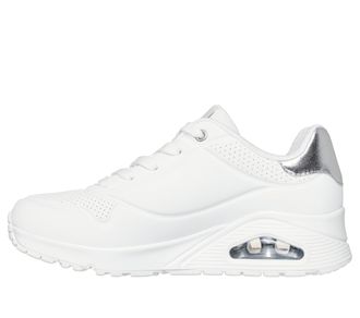 Skechers Womens Uno Golden Air Sneaker, White Durabuck/Silver Trim, 6.5 UK