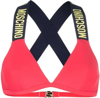 Moschino logo-embossed bikini top - women - Polyamide/Spandex/Elastane/Polyester/Spandex/Elastane - 1 - Pink