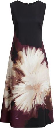 Anne Klein Laguna Placed Floral Suba Crepe Midi Dress in Anne Black Multi at Nordstrom, Size 2