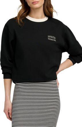 Favorite Daughter Collegiate Cotton Blend Sweatshirt in Black/Ivory at Nordstrom, Size X-Small