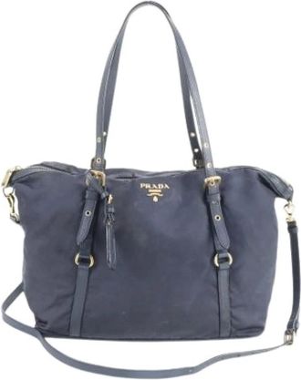 Prada Pre-owned Handbags, female, Blue, Size: ONE SIZE Pre-owned Vintage Tote Bag