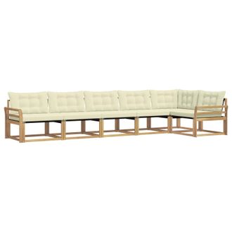 vidaXL Conjunto De Sof&aacute;s De Exterior Con Coj&iacute;n 6 Pcs Blanco Y Crema Vidaxl