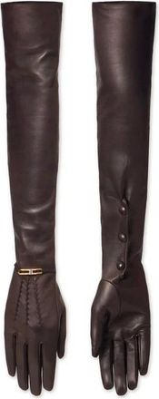 Elisabetta Franchi Dames, Accessoires, Bruin, Maat: 7 IN Leer