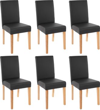 Hhg Hhg - Juego De 6 Sillas De Comedor Silla De Cocina Littau, Polipiel, Negro Mate, Patas Claras