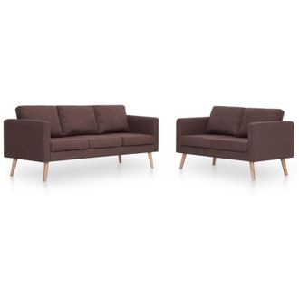 vidaXL Conjunto De Sof&aacute;s 2 Piezas Tela Marr&oacute;n Vidaxl