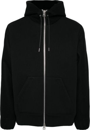 sacai panelled hoodie - men - Wool/Polyester/Cotton/Cupro - 2 - Black