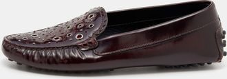 Tod's Tods Burgundy Patent Leather Laser Cut Loafers
