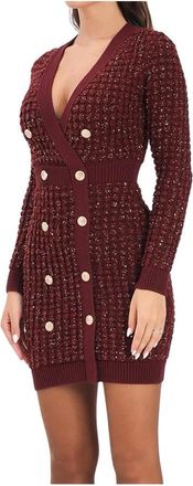Elisabetta Franchi Kleedjes, Dames, Rood, S, Wol, Gebreide Jurk van Wol