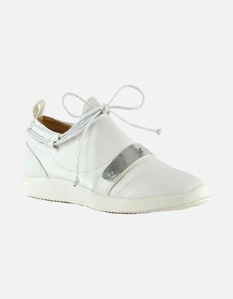 XY London Womens XY London Womens/Ladies Evanescence Metallic Detail Lace Up Flat Trainers - White - Size: 5
