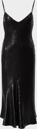 Halston Heritage Lucia Backless Bias-Cut Sequin Midi Dress