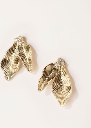 Fat Face FatFace Gold Tone Leaf Party Studs
