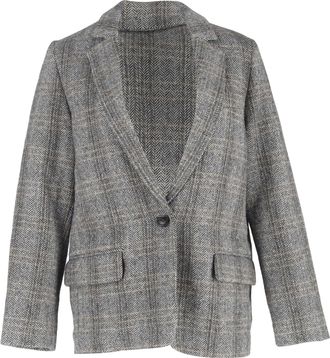 Isabel Marant Etoile Single-Breasted Herringbone Blazer in Grey Wool