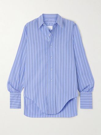 Maison Margiela Camicia In Popeline Di Cotone A Righe - Blu