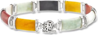Ross-Simons Multicolored Jade Good Fortune Bracelet in Sterling Silver