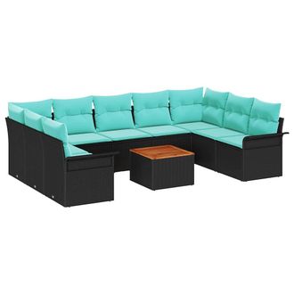 vidaXL Conjunto De Sof&aacute;s De Jard&iacute;n 10 Pcs Negro Rat&aacute;n Sint&eacute;tico Vidaxl