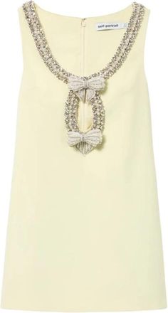 Self Portrait Crepe Bow Mini Jurk - Dames - Korte kleedjes - Geel - XS - Polyester - Kleedjes