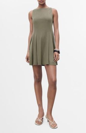 Mango Sleeveless Pleated Dress in Khaki Green at Nordstrom Rack, Size 12