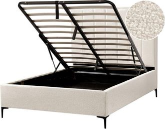 Beliani Beliani - Letto Matrimoniale con Contenitore in tessuto bouclè bianco sporco 140 x 200 cm Sezanne