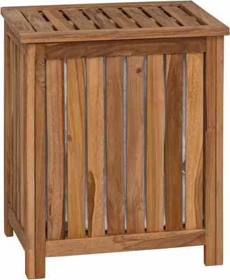 vidaXL Cesta De Lavander&iacute;a Natural Madera De Teca Maciza Vidaxl
