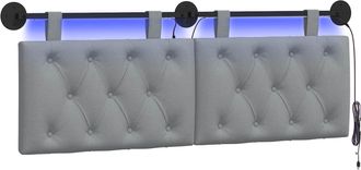 vidaXL Cabecero Colgante Con Luz Led Gris Claro Tela Vidaxl