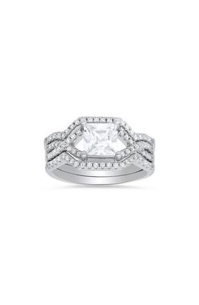 Queen Jewels 3-Piece Sterling Silver Princess Cut Cubic Zirconia Ring Set at Nordstrom Rack, Size 7