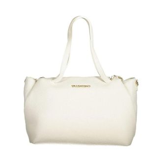 Valentino Tote Bags, female, White, Size: ONE SIZE Pebbled Leather Tote Bag