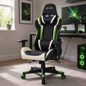 RayGar RG-MAX Gaming Chair High Back, Padding, Adjustable Height & Arms in Green | Size: 1 Pack