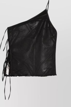 Rick Owens denim top with asymmetrical neckline and side ties