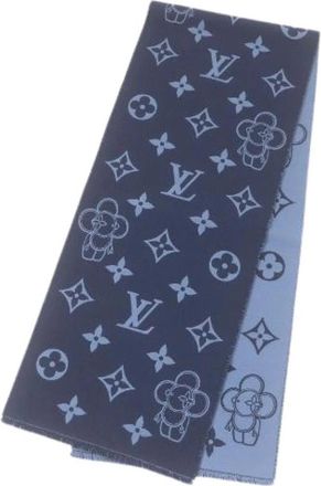 Louis Vuitton Pre-owned Scarves, male, Blue, Size: ONE SIZE Pre-owned Monogram Vivienne Wool Scarf