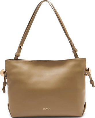 Liu Jo Riccy medium logo lettering shoulder bag - women - Polyester/Polyester/Polyurethane Resin - One Size - Neutrals