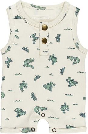 LOvedbaby Sleeveless Organic Cotton Bubble Romper in Alligator at Nordstrom, Size 18-24M