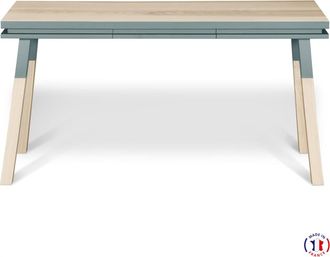 Mon Petit Meuble Français Escritorio rectangular de madera de fresno maciza 1 cajón, 140 cm