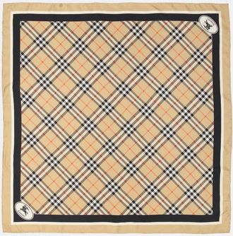 Burberry Accessoires, Dames, Beige, ONE Size, Zijden Geruit Print Sjaal