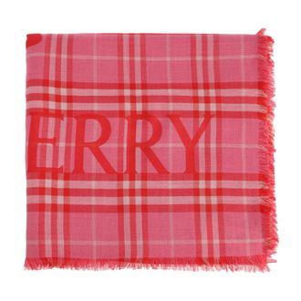 Burberry Scarves, unisex, Pink, Size: ONE SIZE Wide EKD Check Wool Silk Scarf