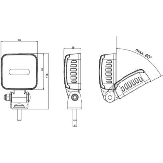 Was Luce retromarcia 12 v/dc, 24 v/dc, 36 v/dc, 48 v/dc, 70 v/dc W263 2172 W263 Ampio fascio di illuminazione (l x a x