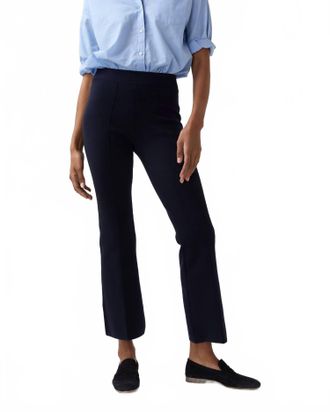 Ann Mashburn Lara Knit Flare Cropped Pant In Navy Supima Cotton