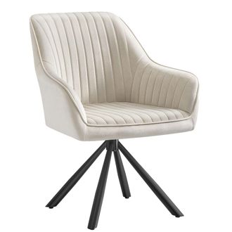 Songmics Silla de comedor giratoria con reposabrazos de color beige y negro