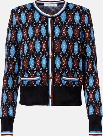 Veronica Beard Sylvane argyle wool and cotton cardigan