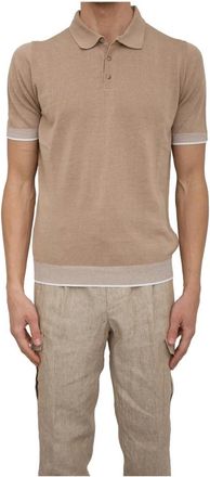 PESERICO Klassiek Polo Shirt voor Mannen - Heren - Polos - Beige - L - Katoen - Tops