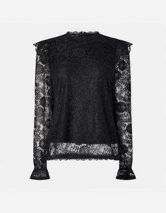 Pieces Womens High Neck Regular Fit Blouse - Black - Size: 10
