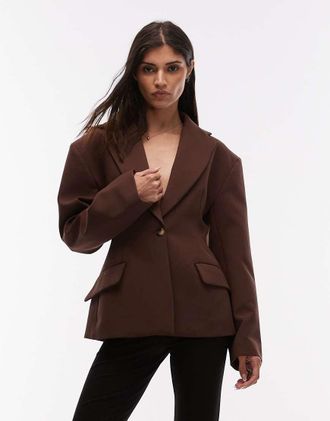 Asos Blazer sagomato stretto in vita color cioccolato-Marrone