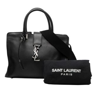 Saint Laurent Black Baby Leather Monogram Downtown Cabas Satchel
