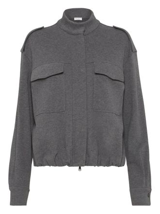 Brunello Cucinelli Bomberjack met klepzak en trekkoord - Grijs