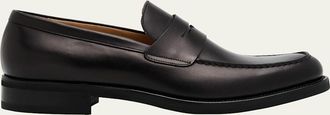 Bergdorf Goodman Mens Matte Leather Rubber-Sole Penny Loafers