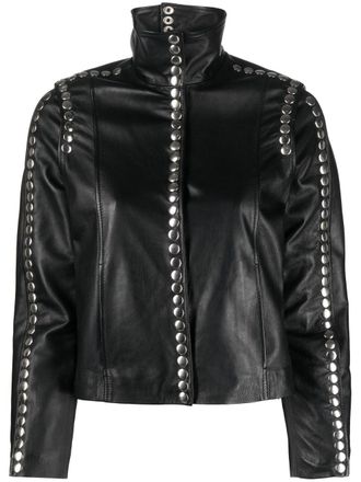 DanCassab Elvis stud-detailing leather jacket - women - Lamb Skin/Polyester - M - Black