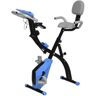 HOMCOM Cyclette Pieghevole con Elastici Braccia e Resistenza 8 Livelli Azzurro