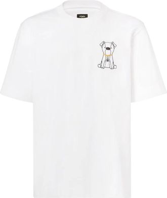 Fendi Tops, Heren, Wit, XL, Katoen, T-Shirt