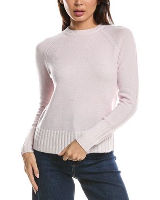 Fort&eacute; Cashmere Plaited Rib Trim Crewneck Cashmere Sweater